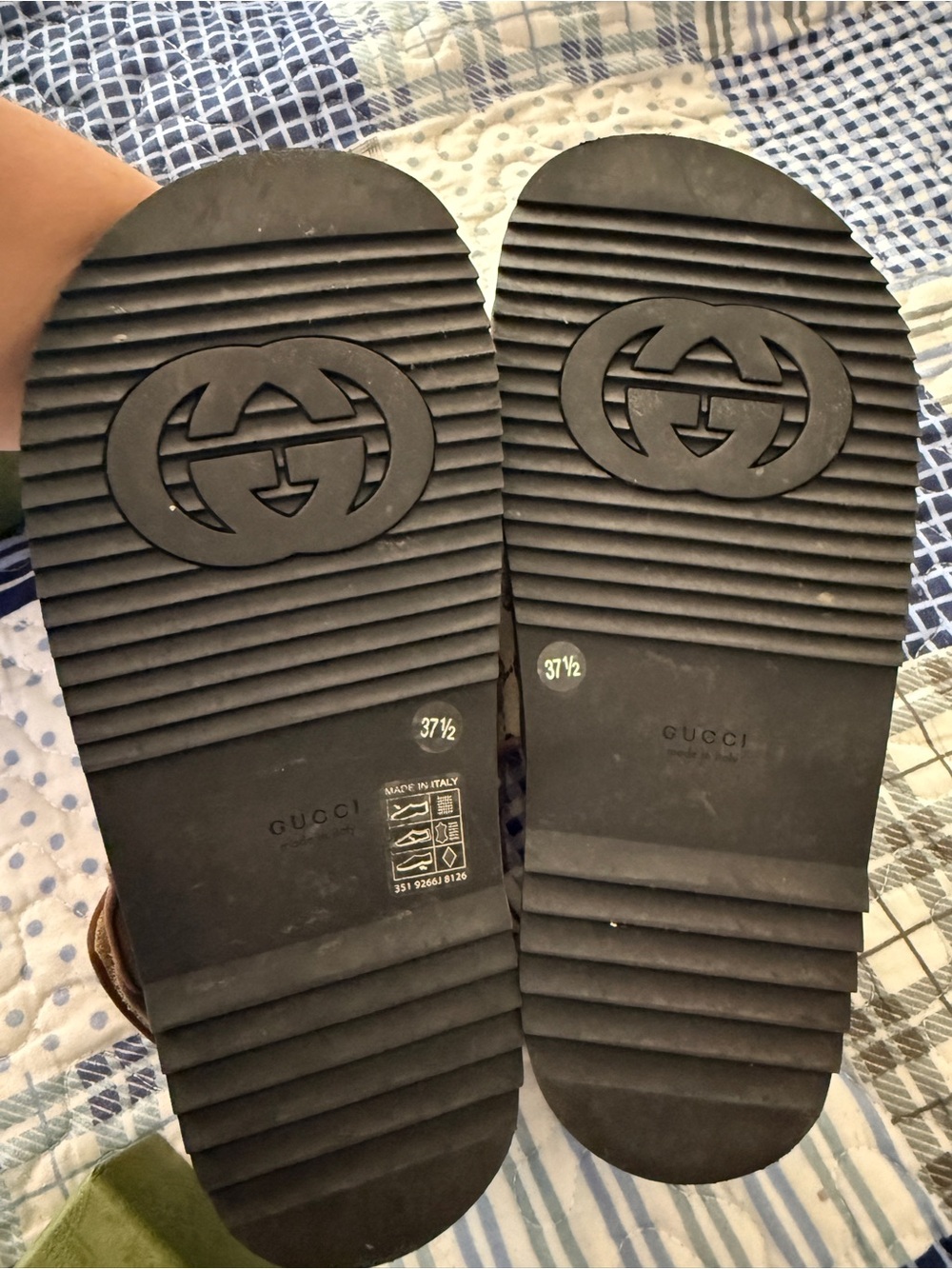 Gucci Brown GG Canvas  Sandals with Gold Hardware - Picture 6 of 6
